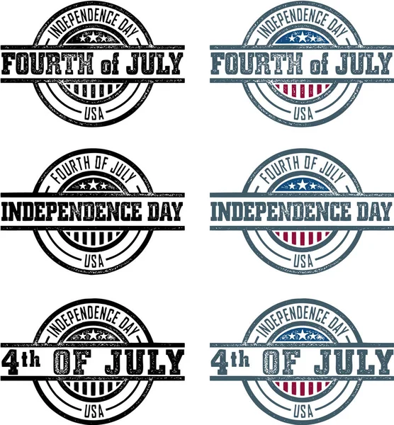 Fourth July Celebration Rubber Stamps — Stock Vector