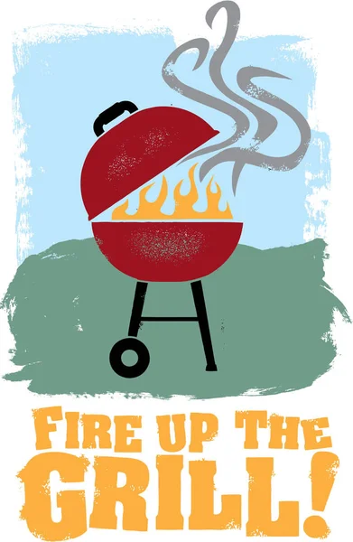 Fire Grill Backyard Bbq Party1 — Stock Vector
