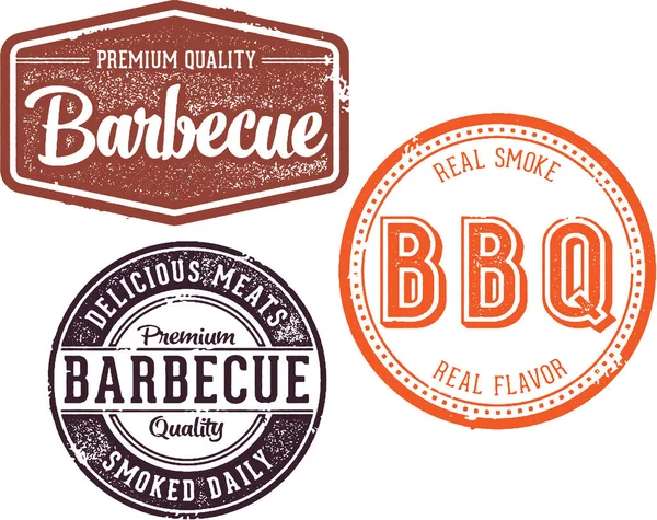 Vintage Bbq Grill Mięsa Menu Projekt Znaczki — Wektor stockowy