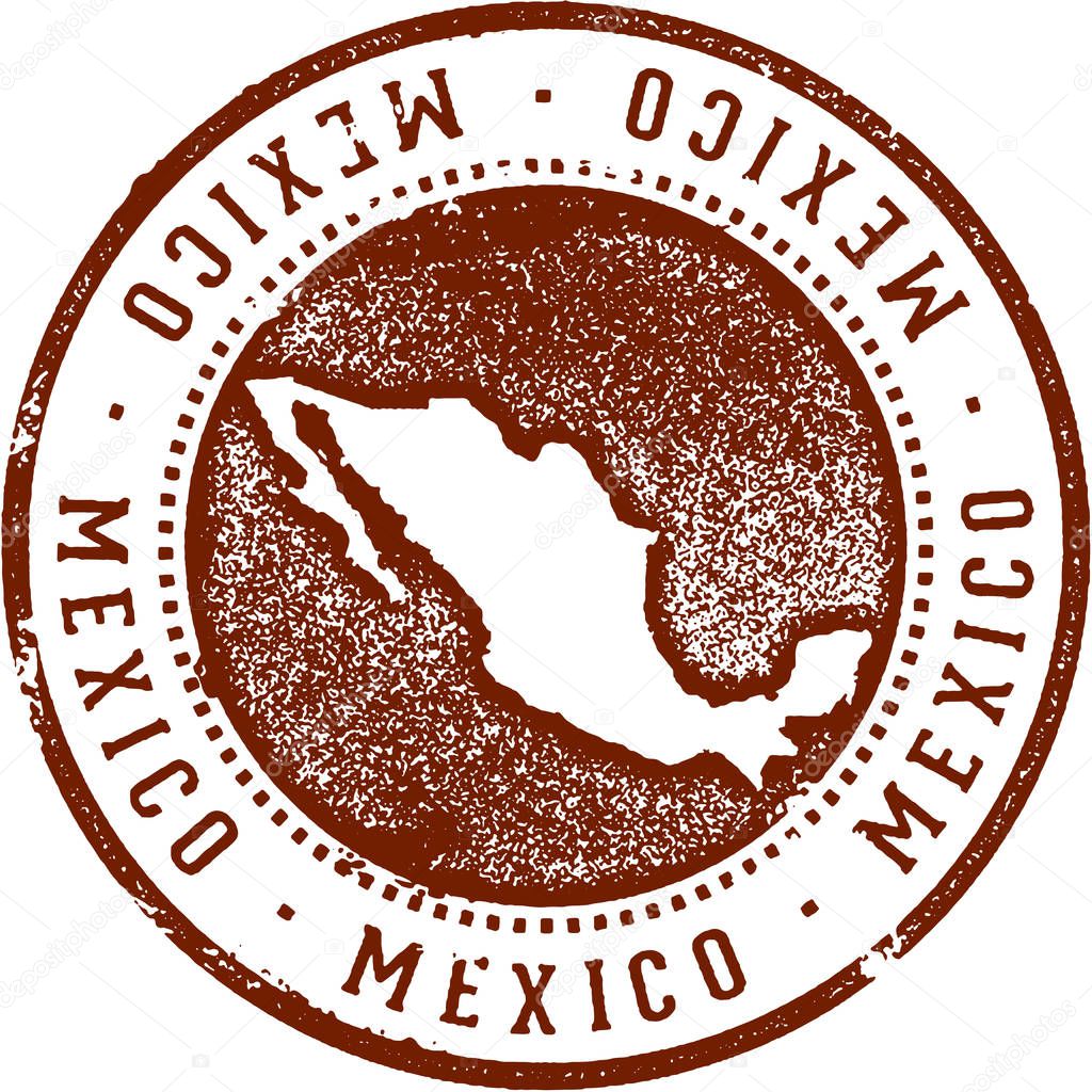 Vintage Mexico Travel Stamp