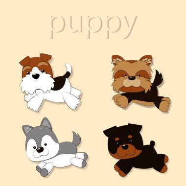 Etiketleri puppi. Çıkartmalar köpek. Çıkartmalar küçük köpek.