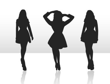 Siluet kız. Kız modeli. Bir fotoğraf çekimi silüeti. Modern siluet. Erkekler
