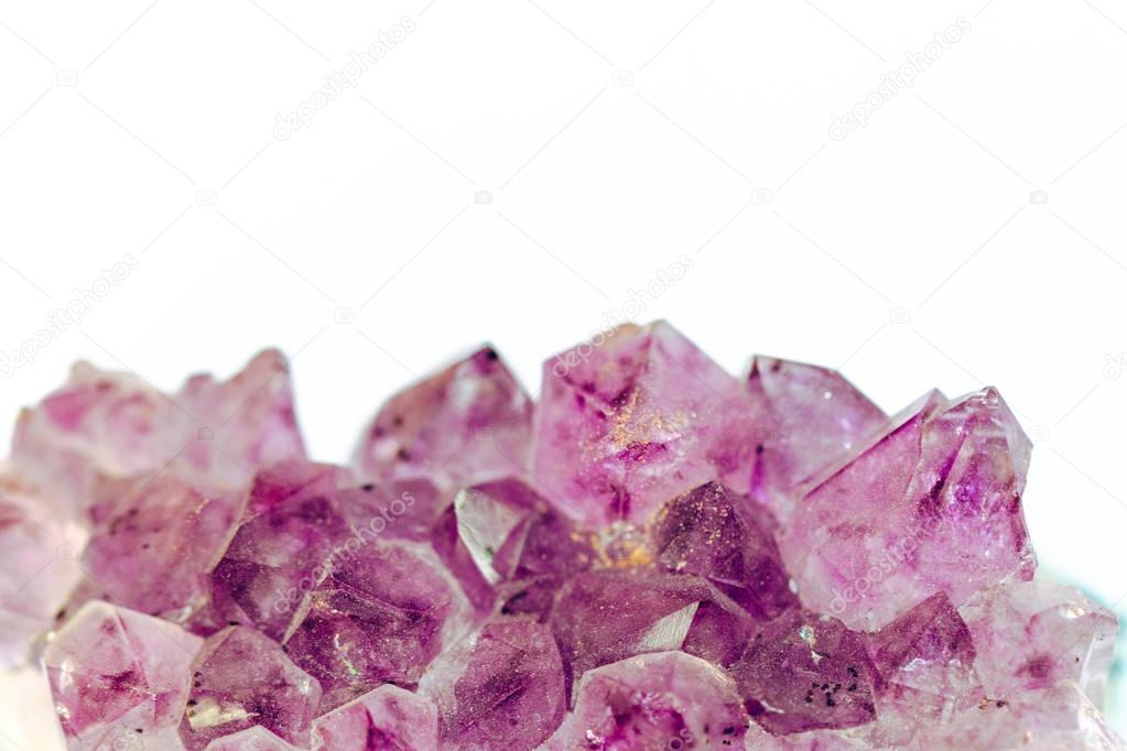 Purple Amethyst, precious stone on white background