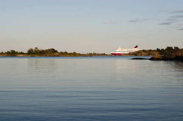 Ferry ship at sunset — Stock Photo, Image