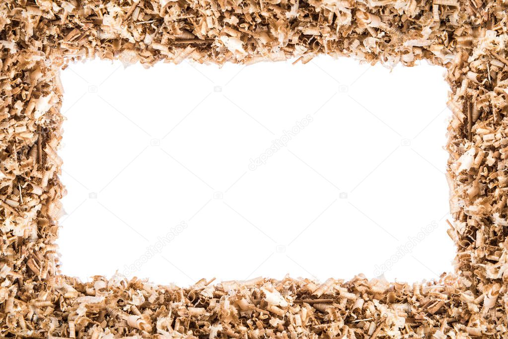 Design frame from wood shavings, background with empty center, text place