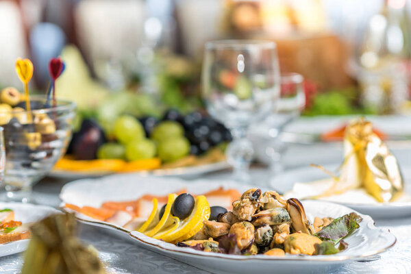 Banquet table in a restaurant, catering