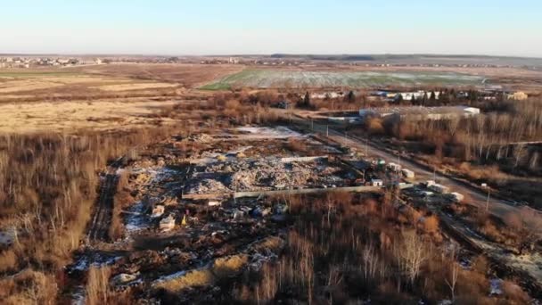 Arazi Doldurma Alanının Hava Aracı Görüntüsü Yakınlaştır Çöp Yığını Ekoloji — Stok video
