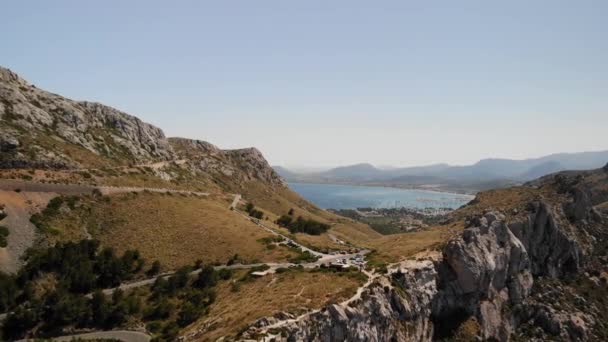 Vista Aérea Drone Bela Paisagem Natural Turistas Mirador Colomer Ponto — Vídeo de Stock