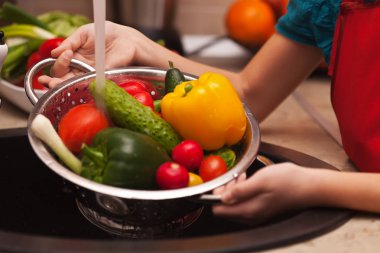 Malzemeler - çeşitli sebze yıkama sağlıklı bir salata yapma