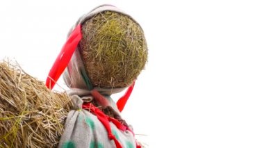 Yakın çekim saman Effigy Maslenitsa kukla, kış ve Slav mitolojisinde ölüm sembolü