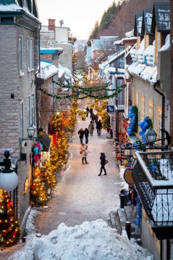 Quebec City, Kanada Petit Champlain görünümünü yukarıda