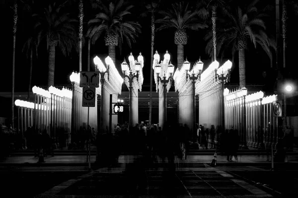 Urban Light night black and white
