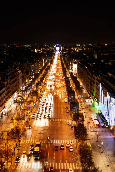 Paris, France - Nov 2017: Aerial view of the famous Champs Elyse — Stock Photo, Image