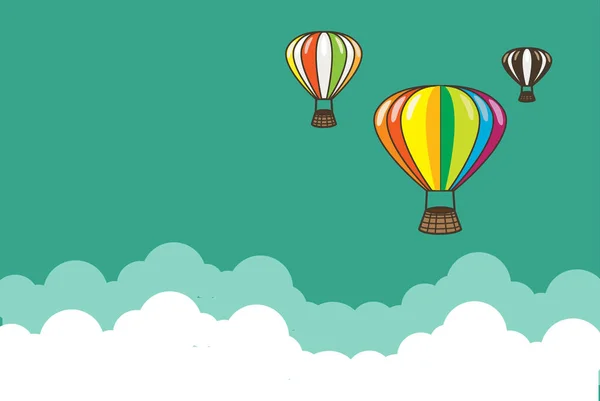 Hot Air Ballooon Illustration with Clouds