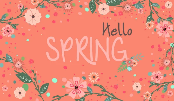 Spring Season Banner with Flowers and Spring Colors