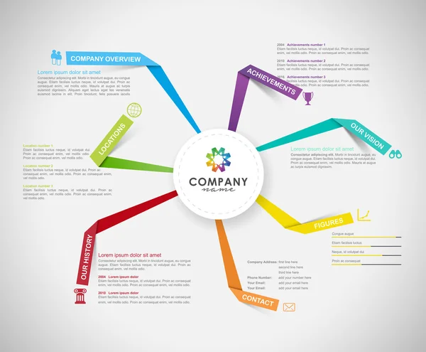 Modelo de design de visão geral infográfica da Vector Company com papel s — Vetor de Stock