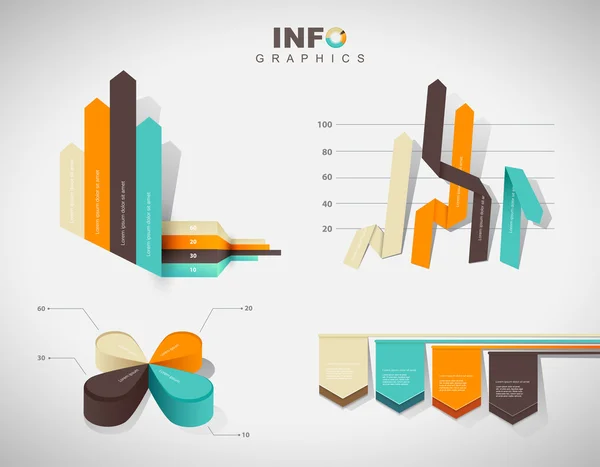 Set of vector flat design infographics statistics charts and gra — Stock Vector