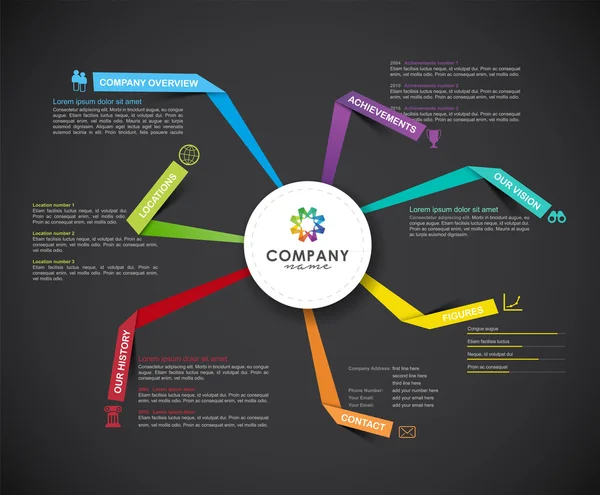 Modelo de design de visão geral infográfica da Vector Company com papel s — Vetor de Stock