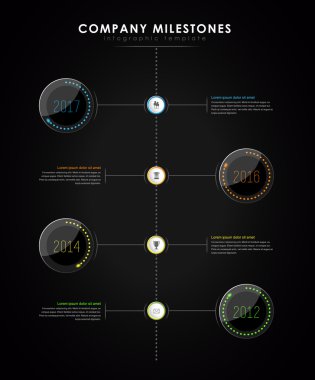 Infographic şirket kilometre taşları zaman çizelgesi vektör şablonu ile yol açtı