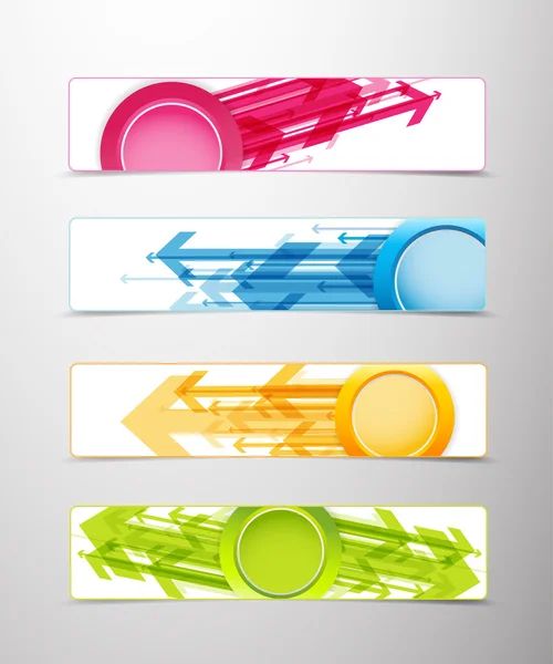 Set of four horizontal banners with arrows and circle for your t — Stock Vector