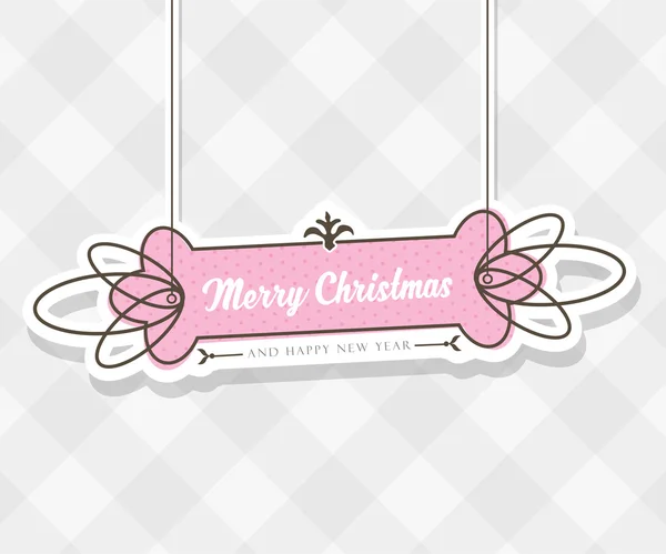 Vintage Christmas vector background with hanging sign and Merry — Stock Vector