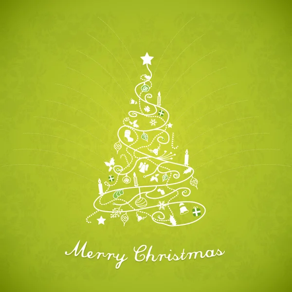 Árbol de Navidad creado con decoraciones sencillas de Navidad con Merr — Vector de stock