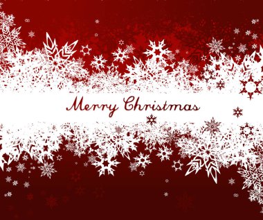 Kar taneleri ve Merry Christmas Metin arka plan.