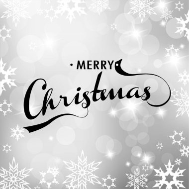 Kar taneleri ve neşeli Noel Noel Gümüş arka plan 