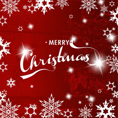 Kar taneleri ve Merry Christmas Metin arka plan. 