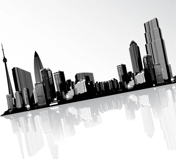 Panorama noir et blanc du paysage urbain placé en angle . — Image vectorielle