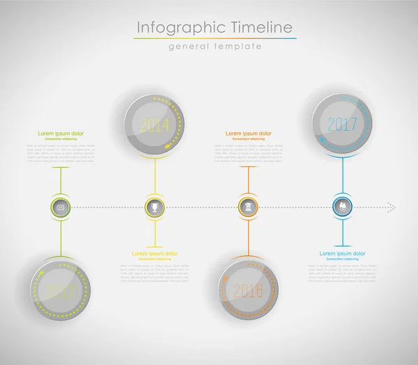 Барвисті інфографіки, шаблон звіту друкарські timeline - Ліга — стоковий вектор