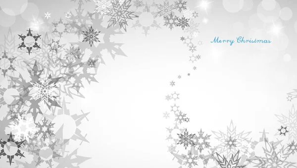 Fondo de plata de Navidad con copos de nieve y Merr azul decente — Vector de stock