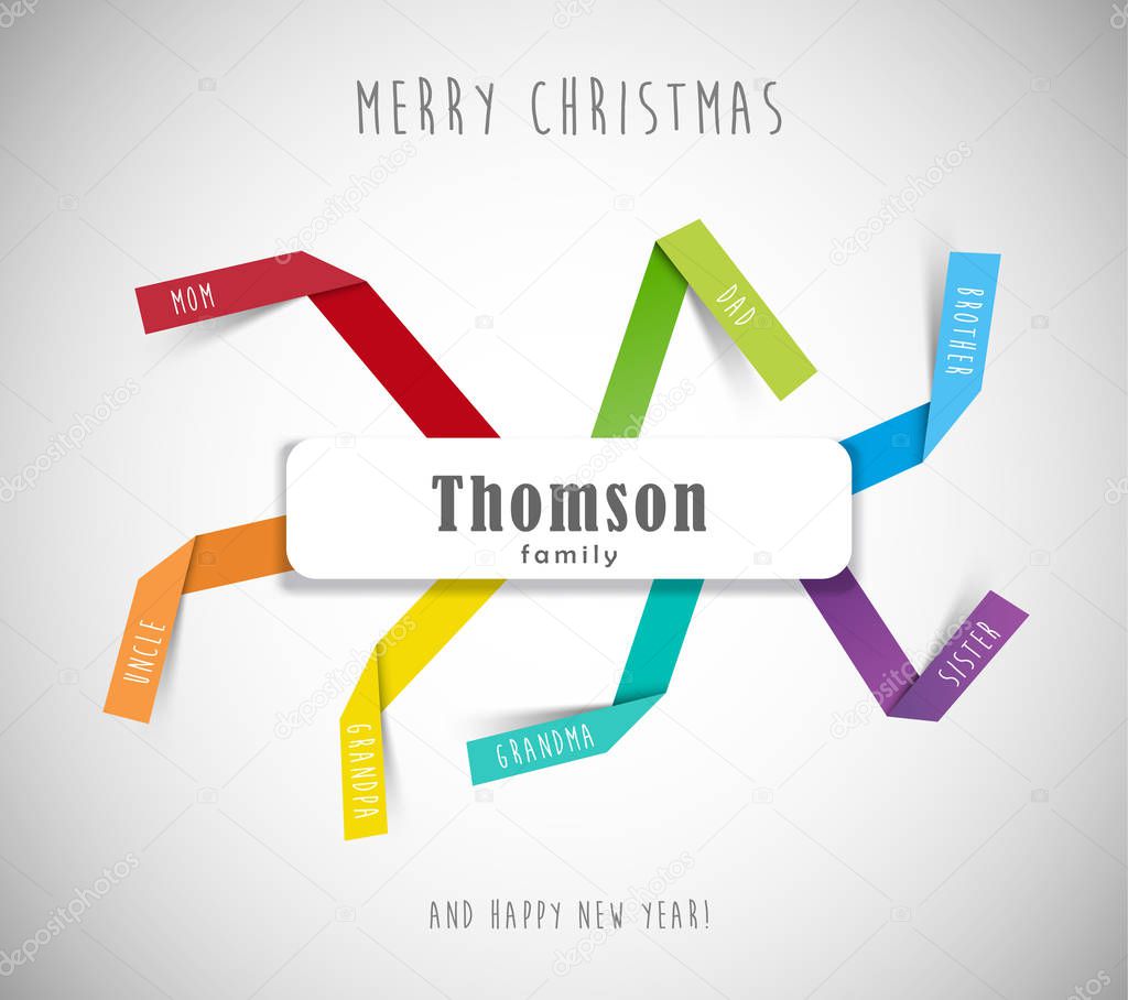 Christmas best wishes for family template with colorful folded p