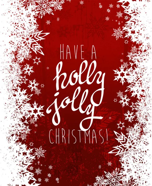 'Have a Holly jolly Christmas'з великою кількістю сніжинок на червоному Ba — стоковий вектор