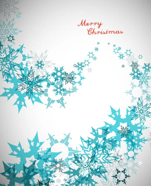 Weihnachten Hintergrund mit türkisfarbenen Schneeflocken und roten fröhlichen chr — Stockvektor