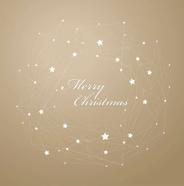 "Frohe Weihnachten" mit vielen Sternen auf hellbraunem Hintergrund — Stockvektor