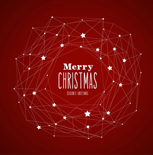 'Merry Christmas' with lots of stars on red background and lines — Stock Vector