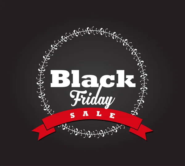 Black Friday mão feita etiqueta simples com fita de cor vermelha, circl —  Vetores de Stock