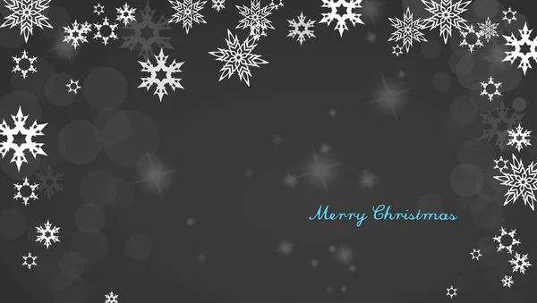Vánoční stříbrné pozadí s sněhové vločky a decentní modré vesel — Stockový vektor