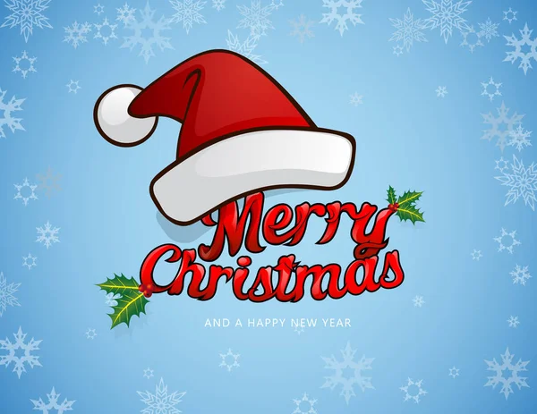Joyeux Noël carte de voeux avec chapeau de Père Noël et fantaisie Merry C — Image vectorielle