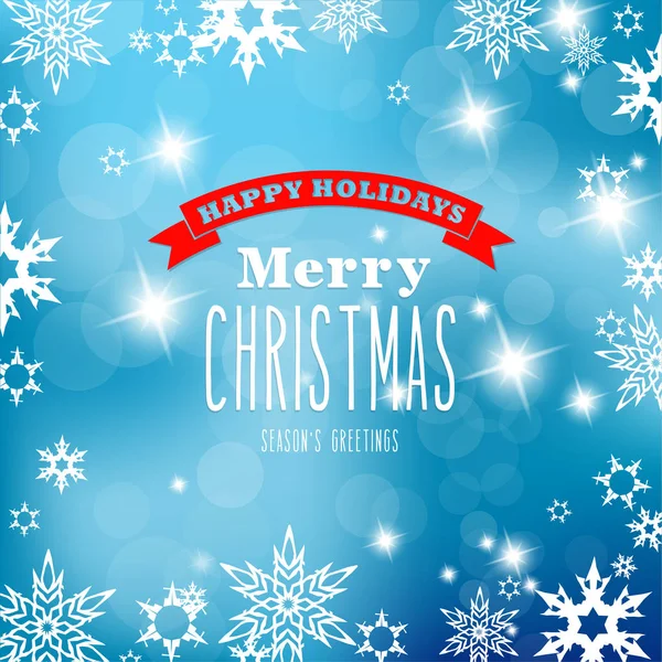 蓝色圣诞背景与雪花和圣诞 te — 图库矢量图片