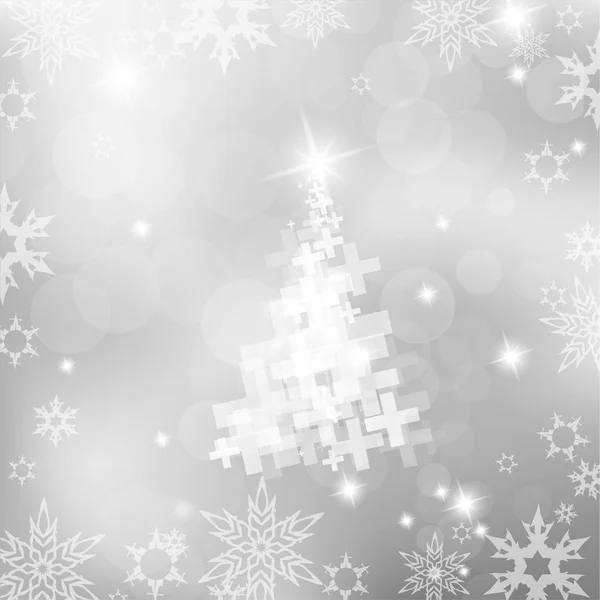 创建带加号-银壮实的圣诞树背景 — 图库矢量图片