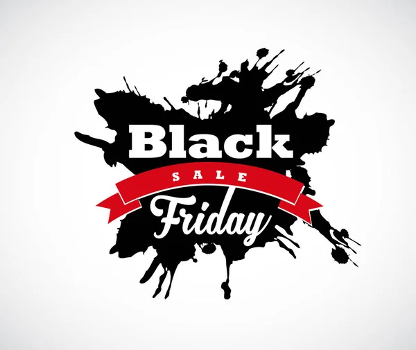 Black Friday hand made splash label com fita vermelha . —  Vetores de Stock