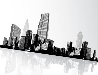 Siyah ve beyaz cinsinden yerleştirilen cityscape Panoraması.