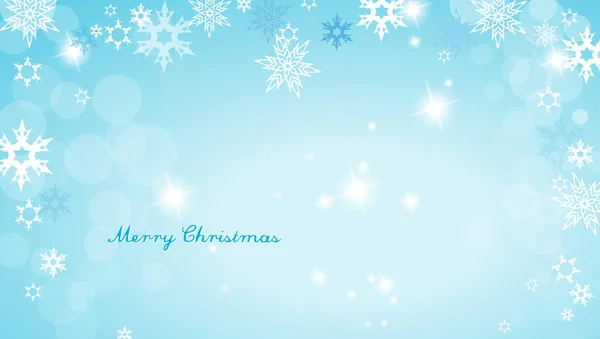 Turquoise Kerstmis achtergrond met sneeuwvlokken en eenvoudige Merry — Stockvector