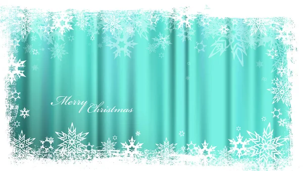 Fondo de Navidad turquesa con copos de nieve y Merry simple — Vector de stock