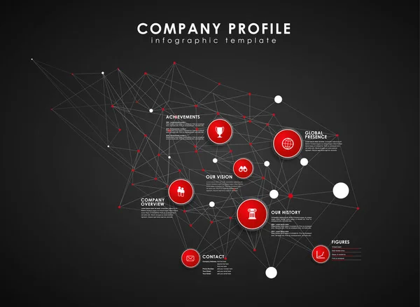 Modèle de vue d'ensemble du profil de l'entreprise avec cercles rouges et points - da — Image vectorielle