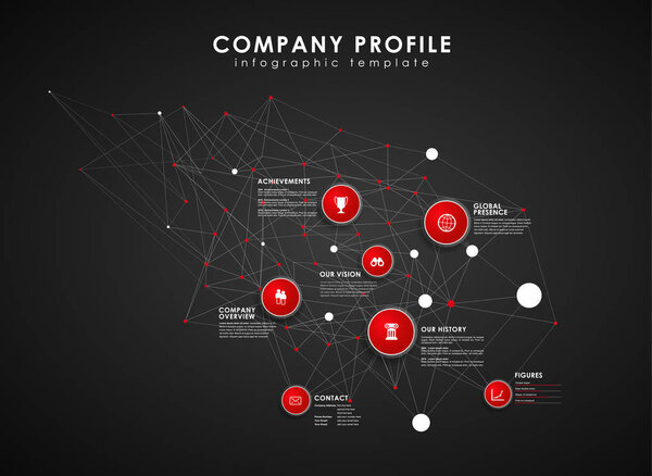 Company profile overview template with red circles and dots - da