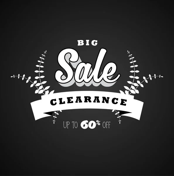 Modèle d'étiquette Big Sale Clearance sur fond sombre . — Image vectorielle