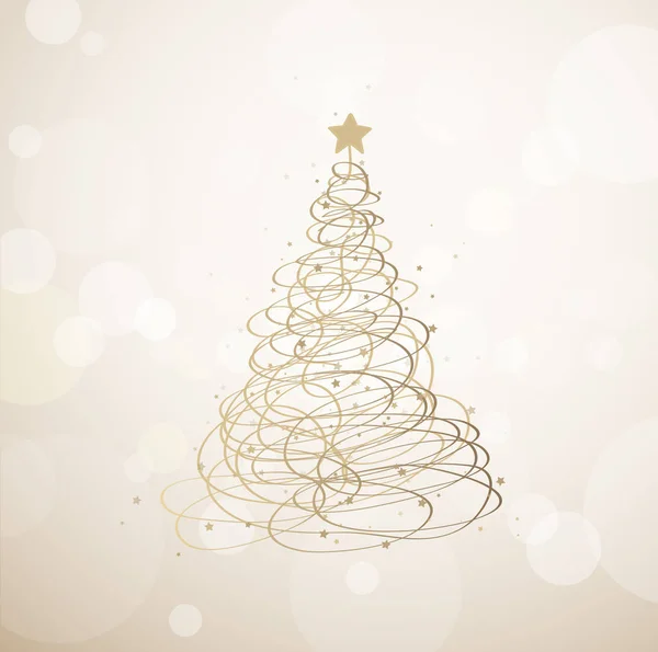 Natal árvore fundo criado a partir de fitas douradas e muitos s — Vetor de Stock